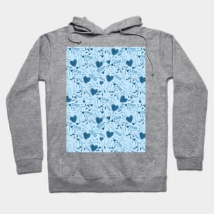 I love you typography sign seamless pattern blue Hoodie